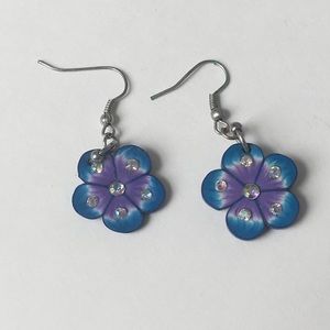 Blue And Purple Sequined Earrings